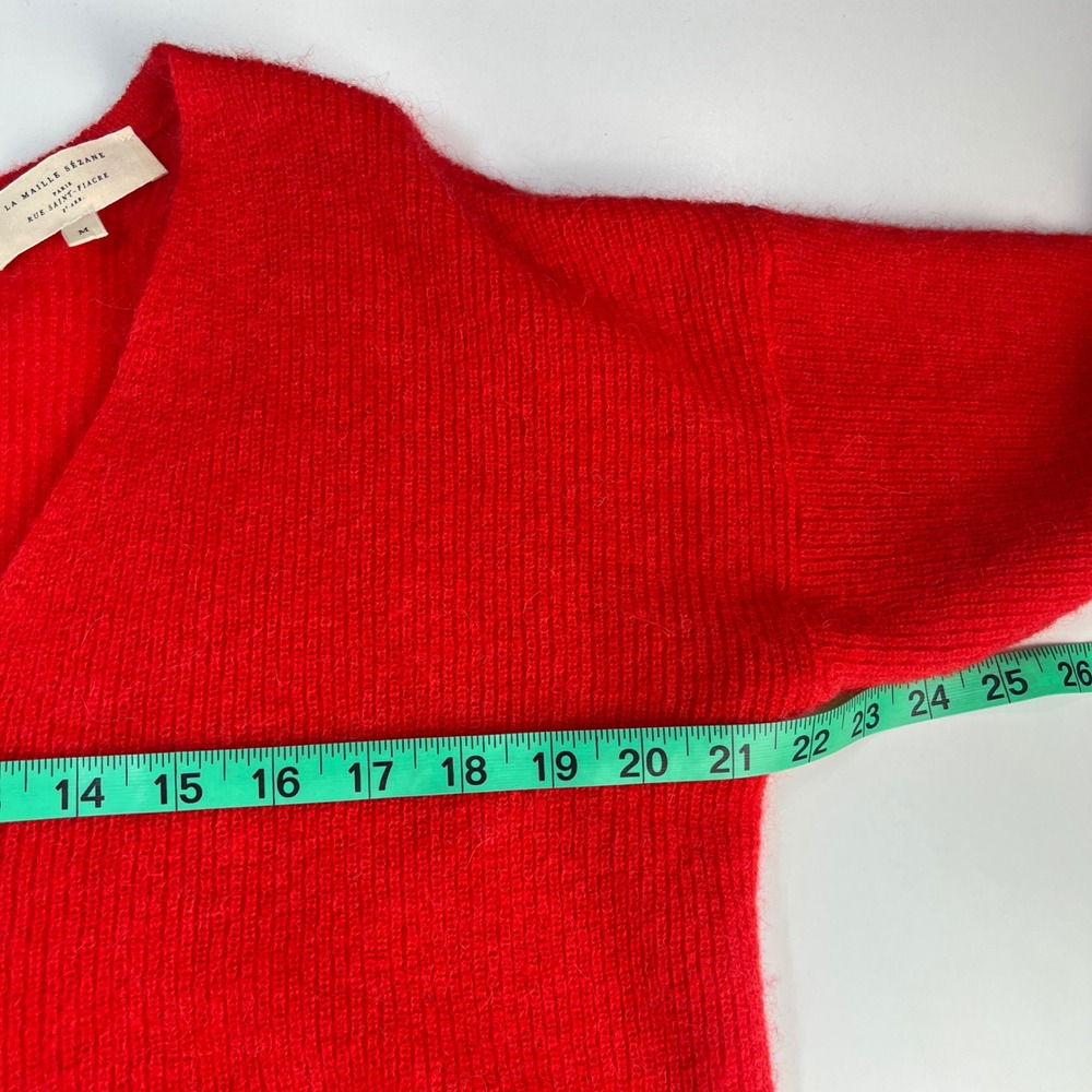 Sezane Barry Cardigan Women's M Reversible Red Mohair Alpaca V-Neck Oversized - Picture 6 of 14